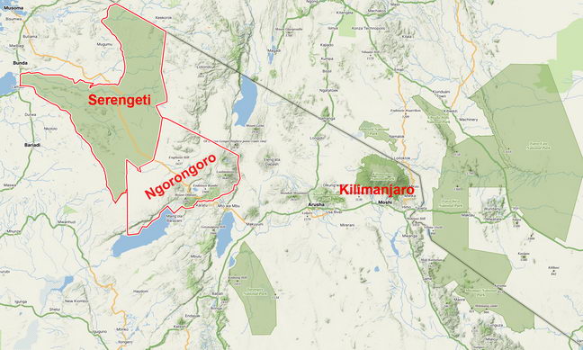 4 Day Safari Map Serengeti Ngorongoro